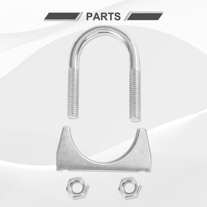 GESEXI 3"" U-shaped Exhaust Pipe Clamp Mild Steel Muffler Exhaust Clamps with Anti-Rust Coat Pack of 4 - Image 4